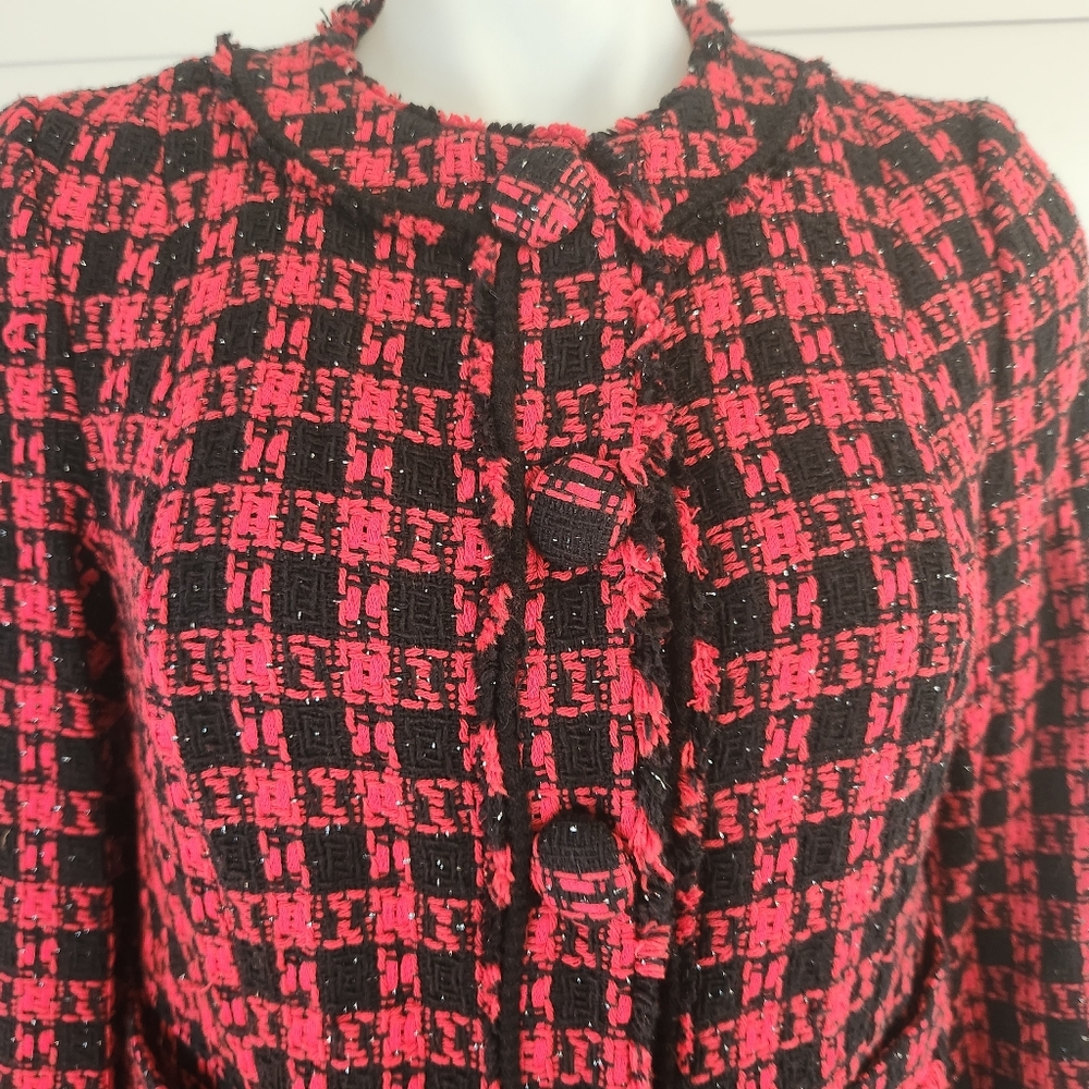 Express Tweed Houndstooth Snap Front Jacket - image 2